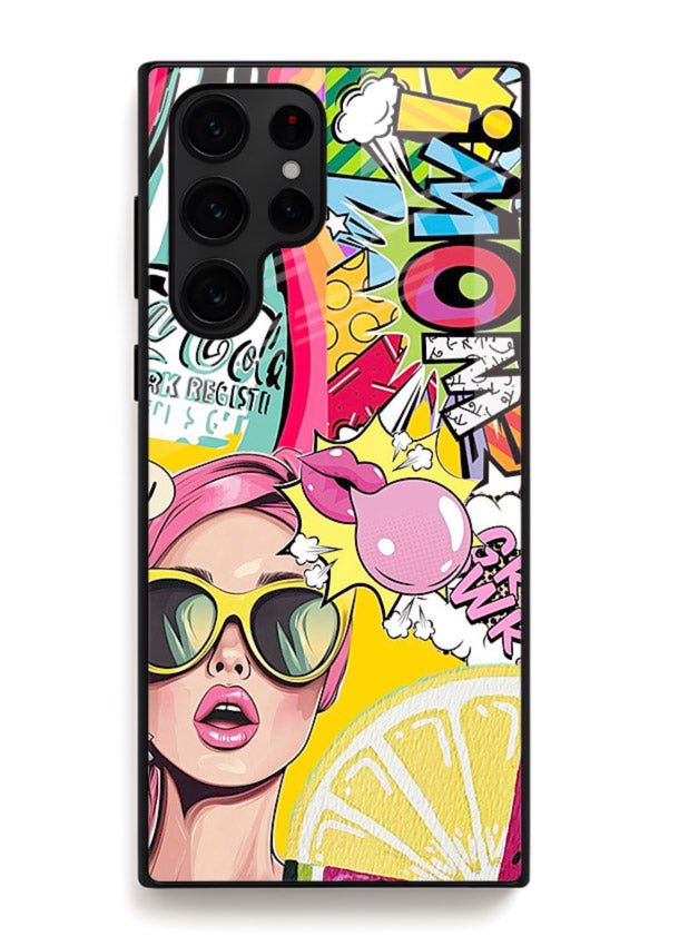 Pop Art Sunglasses graphic artwork Samsung S24 Ultra glass back cover