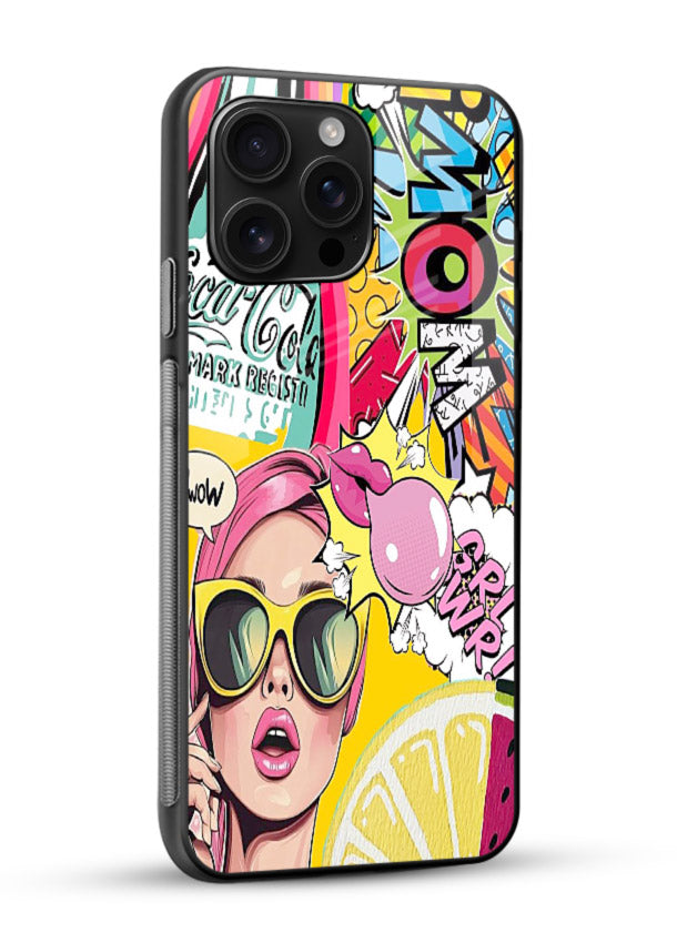 Pop Art Sunglasses graphic artwork glossy vibrant premium glass back cover - Angle Side