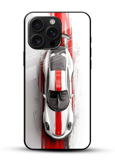 Top view Porsche GT3 with bold center racing stripe minimal design - 1
