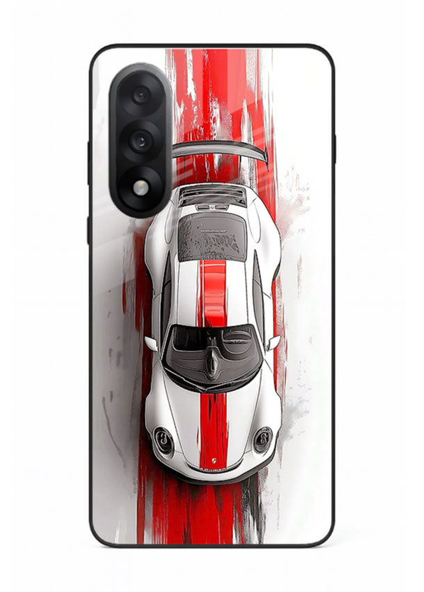 Porsche GT3 with bold center racing stripe in clean minimal top view design for OnePlus Nord 5