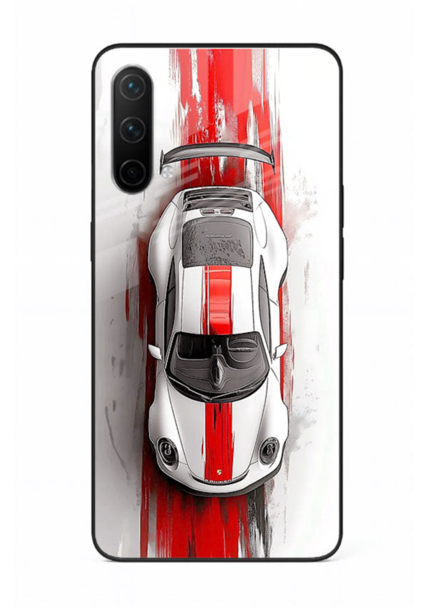 Porsche GT3 with bold center racing stripe in clean minimal top view design for OnePlus Nord CE 5G