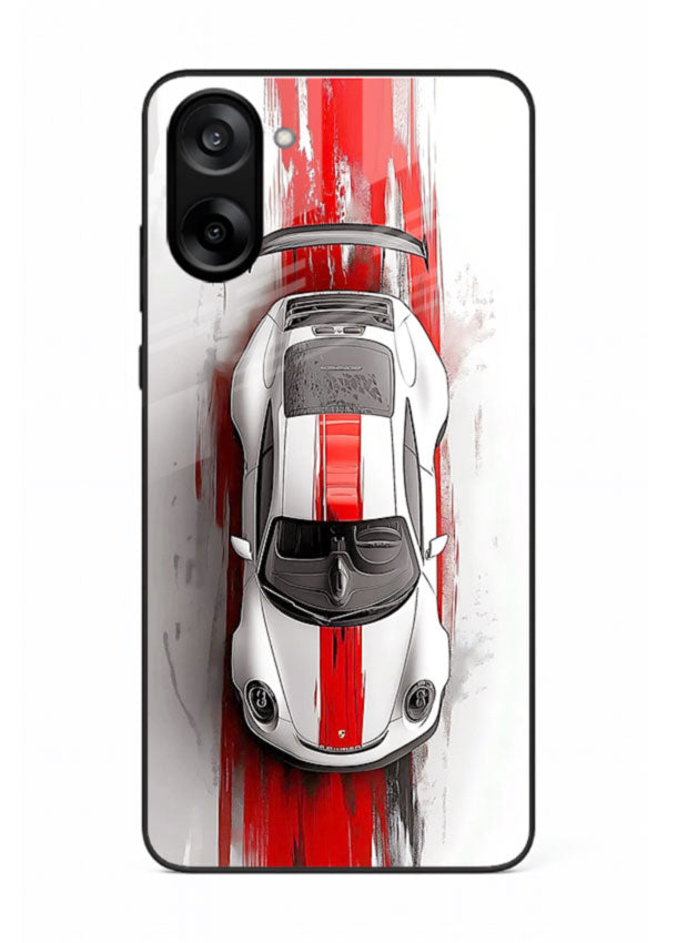 Porsche GT3 with bold center racing stripe in clean minimal top view design for OnePlus Nord CE5