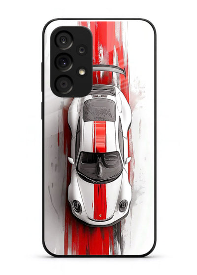 Porsche GT3 with bold center racing stripe in clean minimal top view design for Samsung M32 5G
