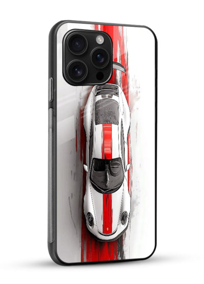 Top view Porsche GT3 with bold center racing stripe minimal design - 2
