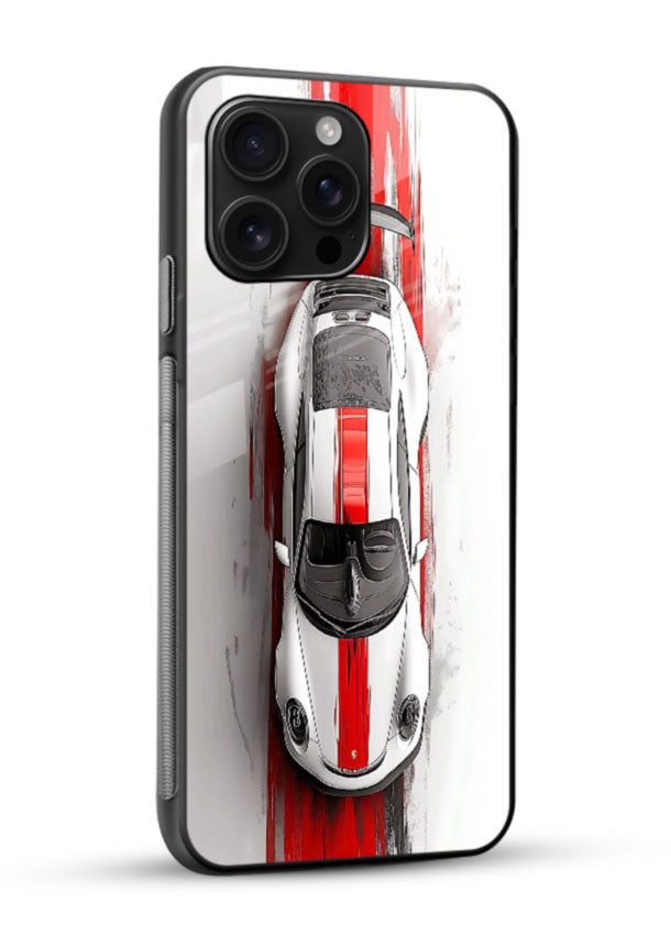 Top view Porsche GT3 with bold center racing stripe minimal design - 2
