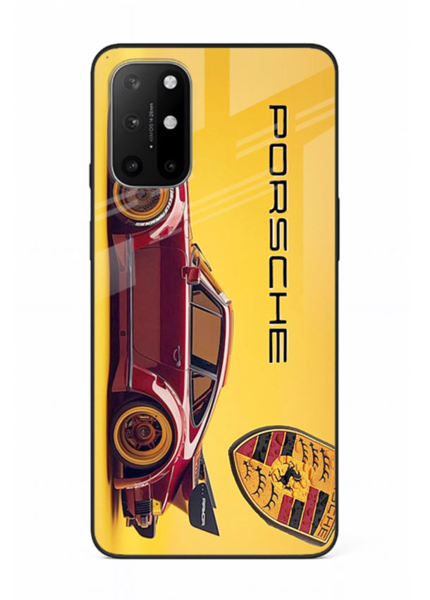Classic Porsche car side profile with heritage styling and bold composition for OnePlus 8T