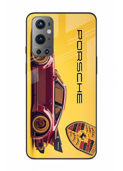Classic Porsche car side profile with heritage styling and bold composition for OnePlus 9