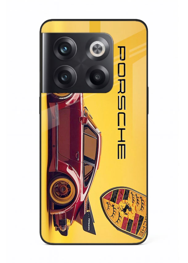 Classic Porsche car side profile with heritage styling and bold composition for OnePlus 10T