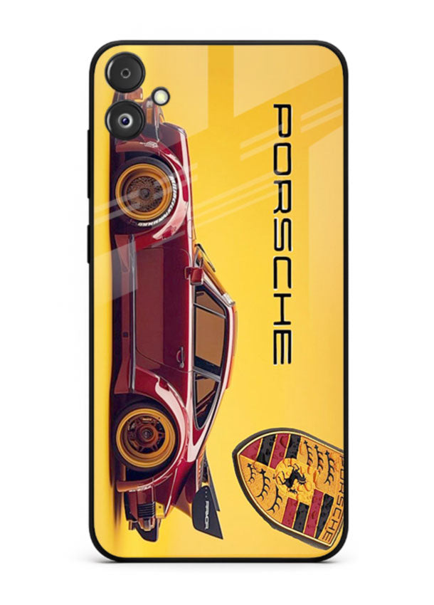 Classic Porsche car side profile with heritage styling and bold composition for Samsung F14 5G
