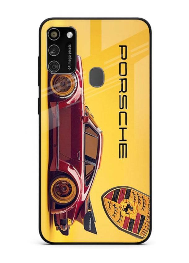 Classic Porsche car side profile with heritage styling and bold composition for Samsung M30s