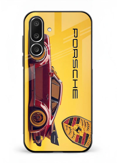 Classic Porsche car side profile with heritage styling and bold composition for Samsung M56 5G