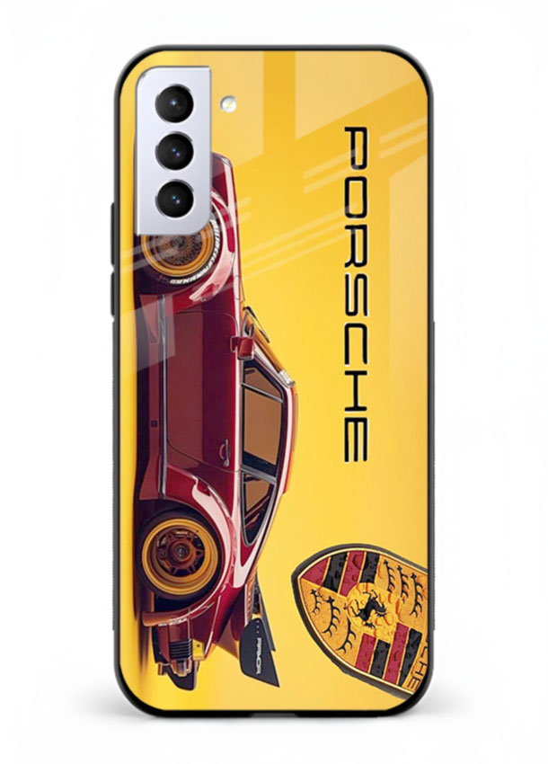 Classic Porsche car side profile with heritage styling and bold composition for Samsung S22