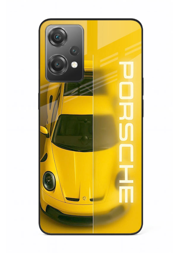 Yellow Porsche car top view minimal aesthetic design on solid background for OnePlus Nord CE2 Lite 5G