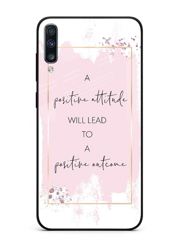 Pink watercolor block artwork printed on Samsung A50 glass back cover with bright tones.