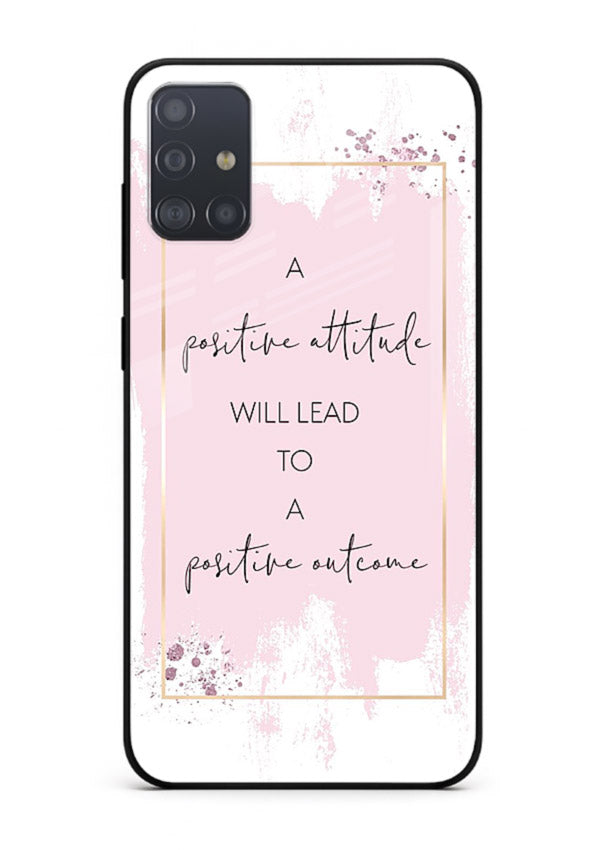 Pink watercolor block artwork printed on Samsung A51 glass back cover with bright tones.