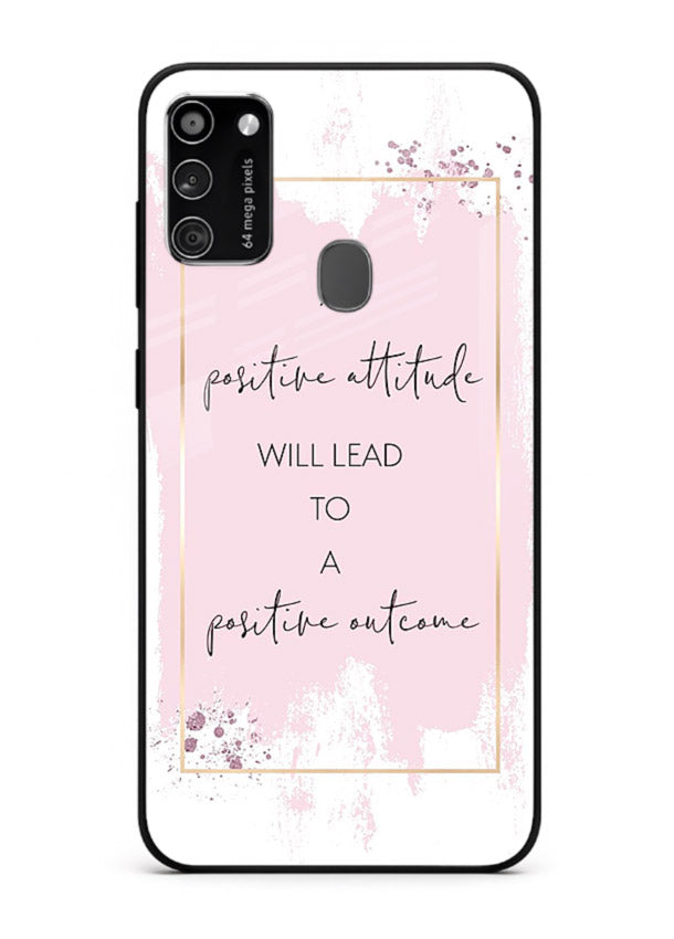 Pink watercolor block artwork printed on Samsung M30s glass back cover with bright tones.