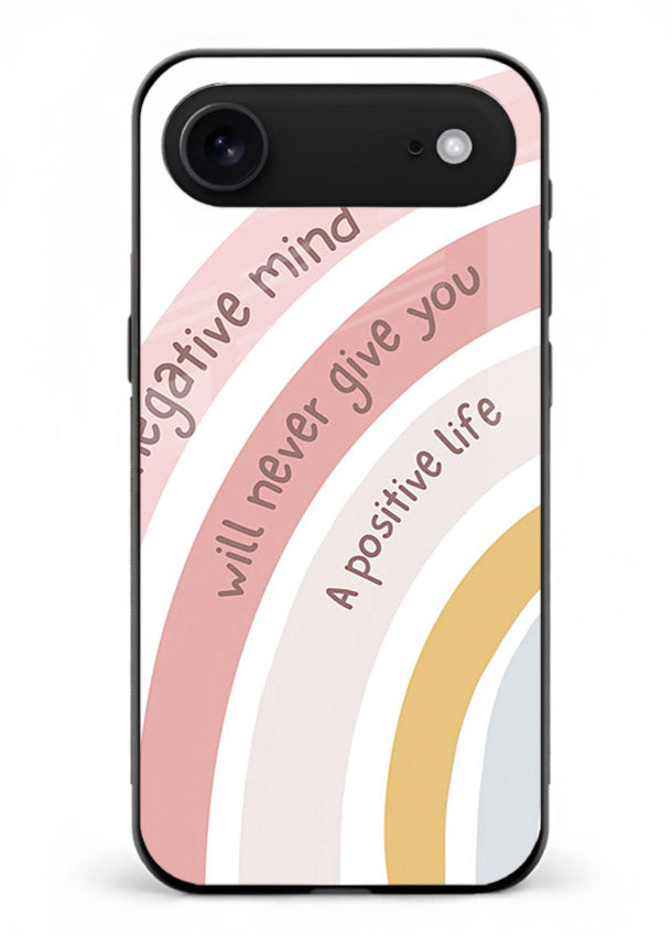 Pastel rainbow arc artwork printed on iphone 17 air glass back cover with cheerful tones.