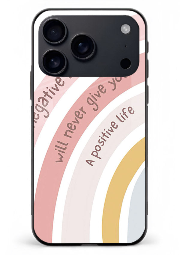 Pastel rainbow arc artwork printed on iphone 18 pro max glass back cover with cheerful tones.