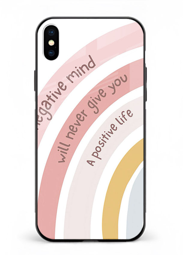 Pastel rainbow arc artwork printed on iphone xs max glass back cover with cheerful tones.