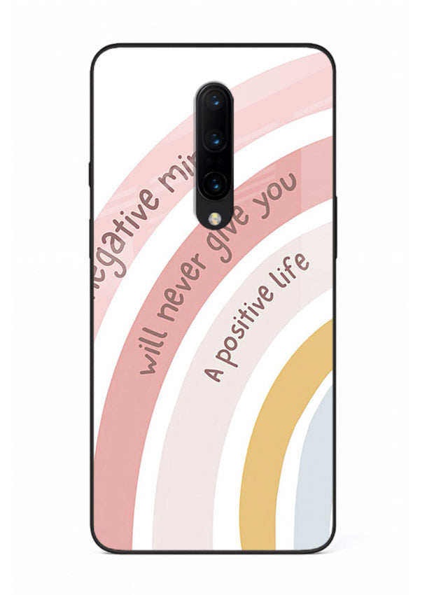 Pastel rainbow arc artwork printed on OnePlus 7T Pro glass back cover with cheerful tones.