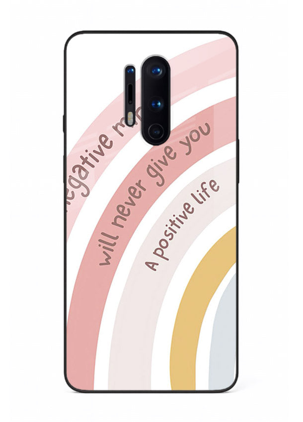 Pastel rainbow arc artwork printed on OnePlus 8 Pro glass back cover with cheerful tones.