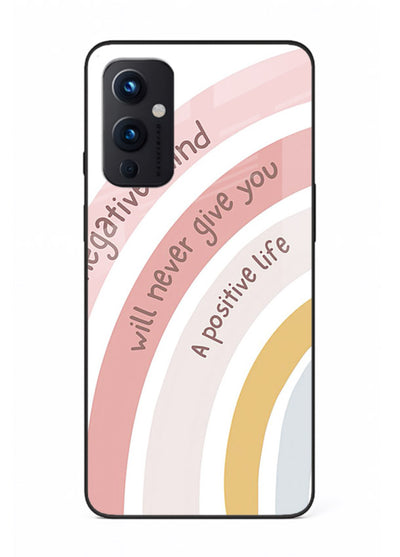 Pastel rainbow arc artwork printed on OnePlus 9 Pro glass back cover with cheerful tones.