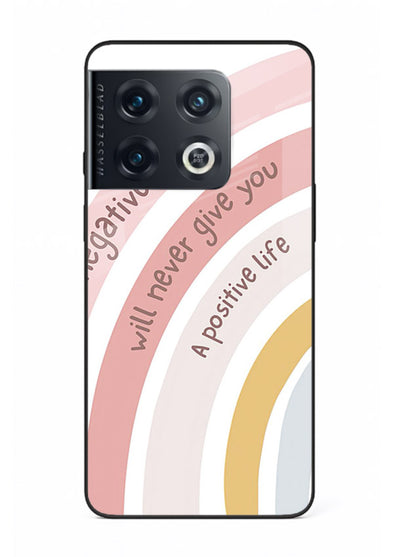 Pastel rainbow arc artwork printed on OnePlus 10 Pro glass back cover with cheerful tones.