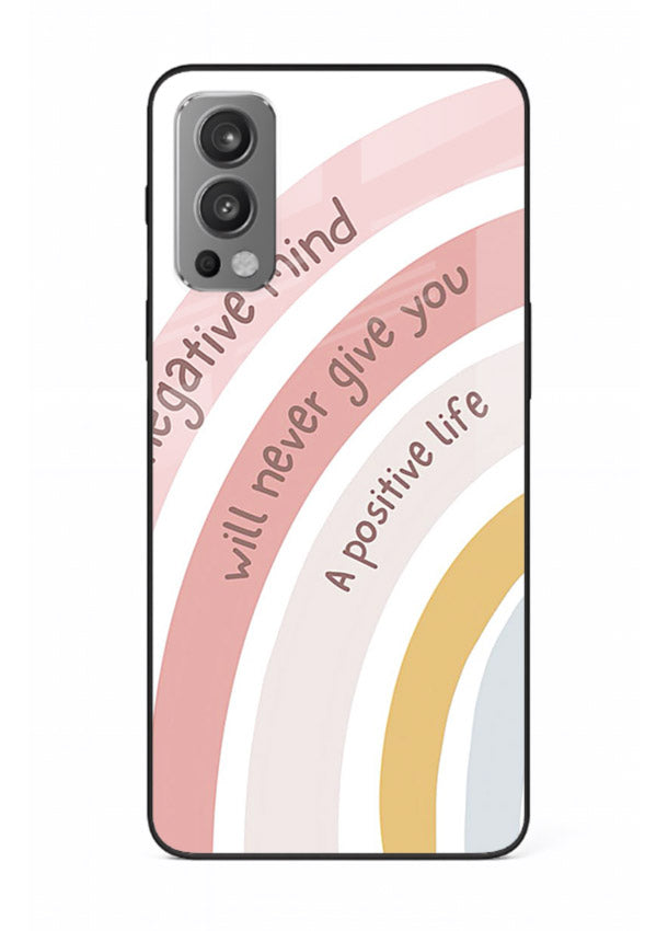 Pastel rainbow arc artwork printed on OnePlus Nord 2 glass back cover with cheerful tones.