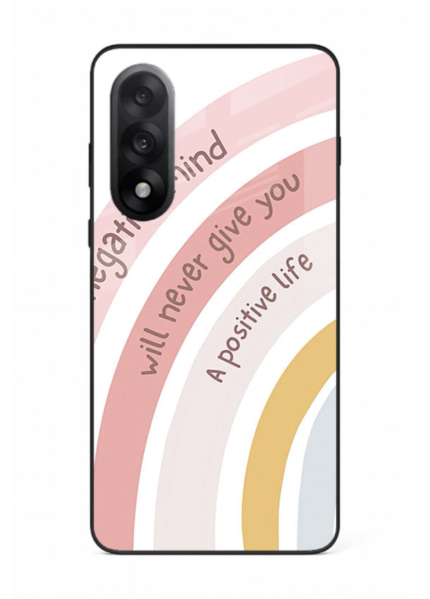 Pastel rainbow arc artwork printed on OnePlus Nord 5 glass back cover with cheerful tones.