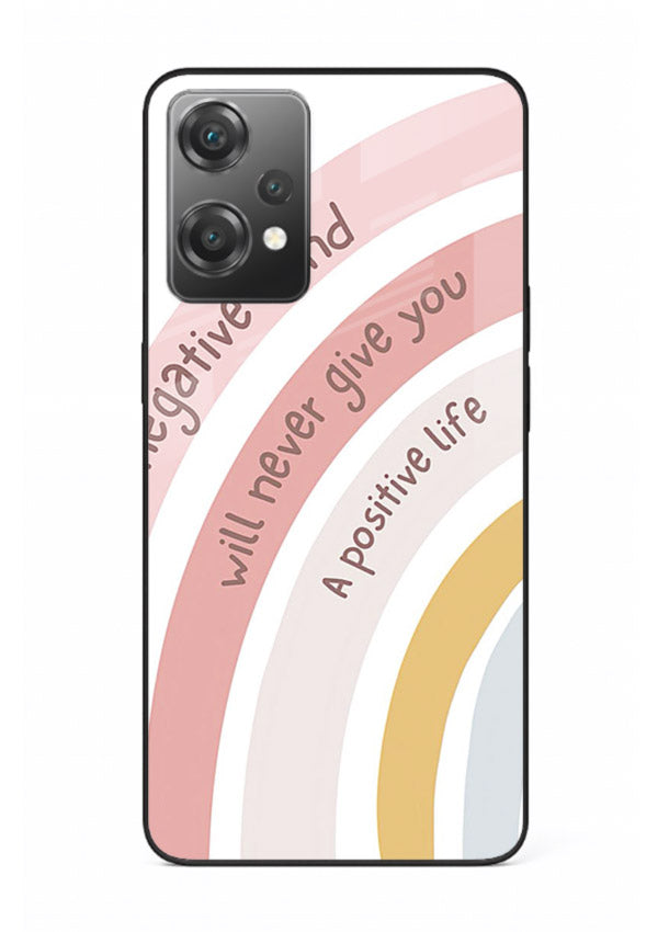 Pastel rainbow arc artwork printed on OnePlus Nord CE2 Lite 5G glass back cover with cheerful tones.