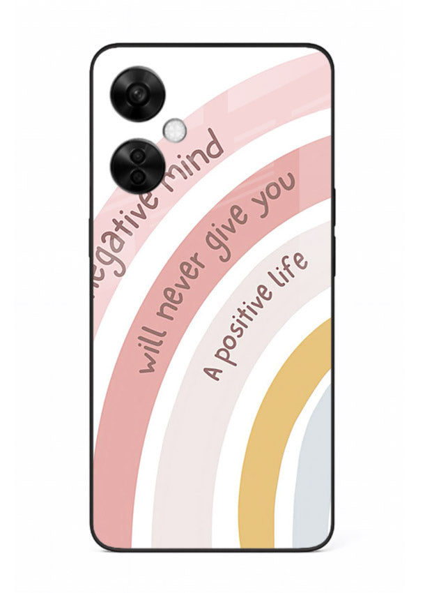Pastel rainbow arc artwork printed on OnePlus Nord CE3 Lite glass back cover with cheerful tones.