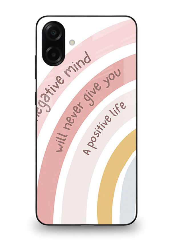 Pastel rainbow arc artwork printed on Samsung A07 4G glass back cover with cheerful tones.