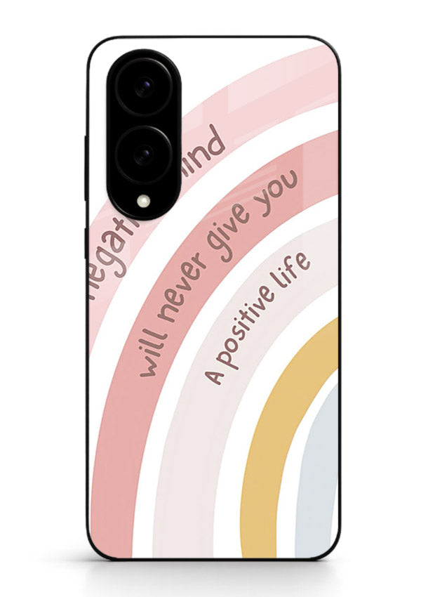 Pastel rainbow arc artwork printed on Samsung S25 Edge glass back cover with cheerful tones.