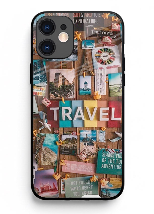 Postcard Travel Wall collage artwork iphone 12 mini glass back cover