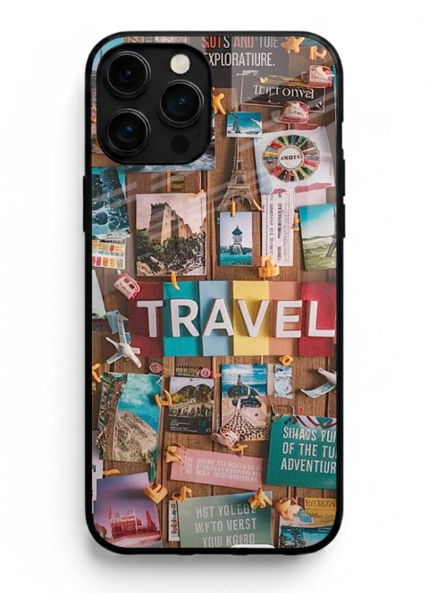 Postcard Travel Wall collage artwork iphone 16 pro max glass back cover