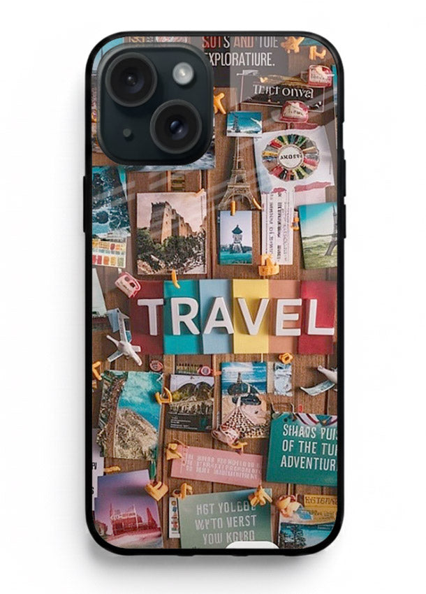 Postcard Travel Wall collage artwork iphone 13 mini glass back cover
