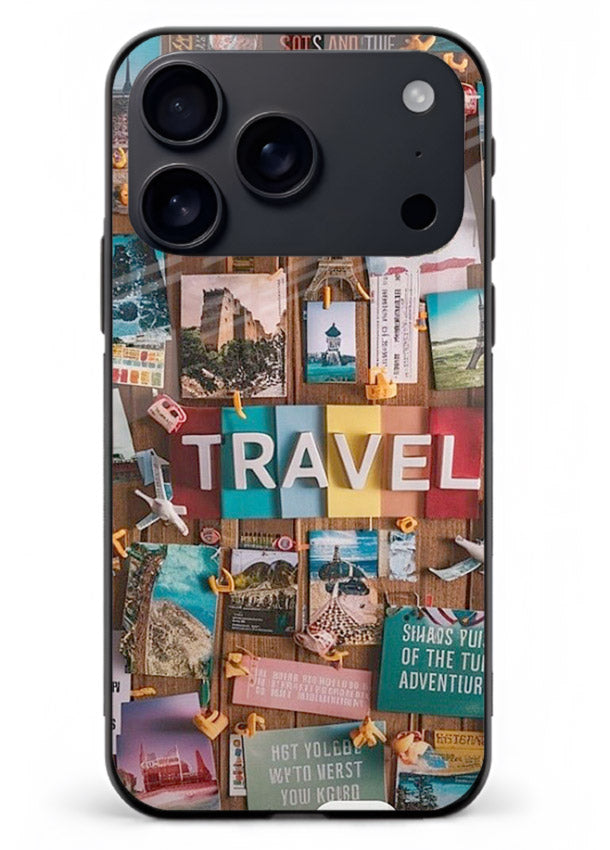 Postcard Travel Wall collage artwork iphone 18 pro max glass back cover