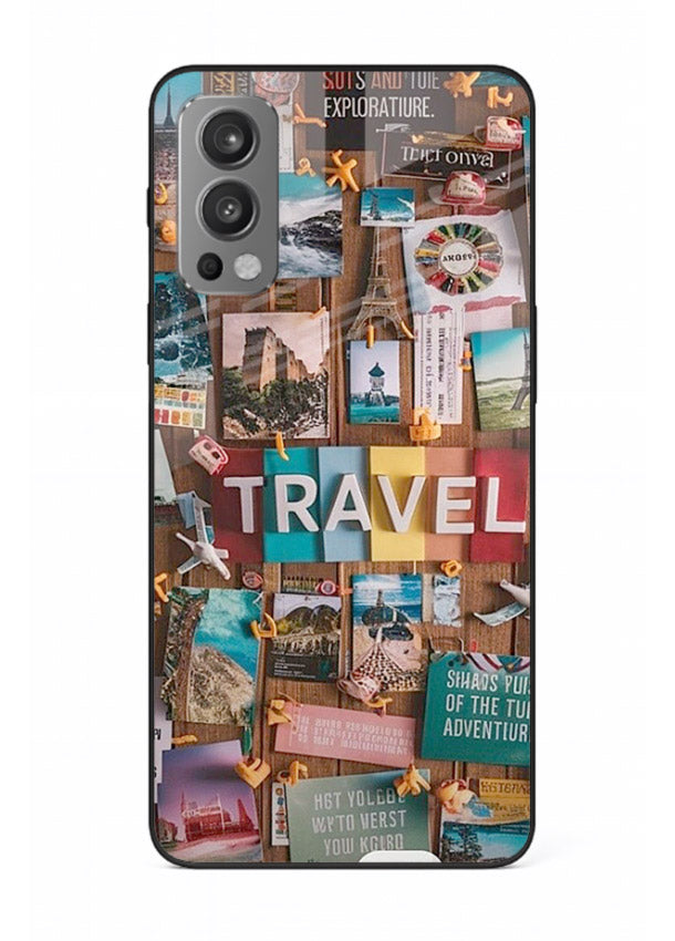 Postcard Travel Wall collage artwork OnePlus Nord 2 glass back cover