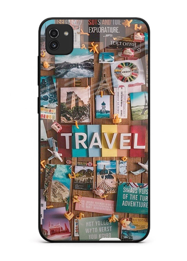 Postcard Travel Wall collage artwork Samsung A03 glass back cover