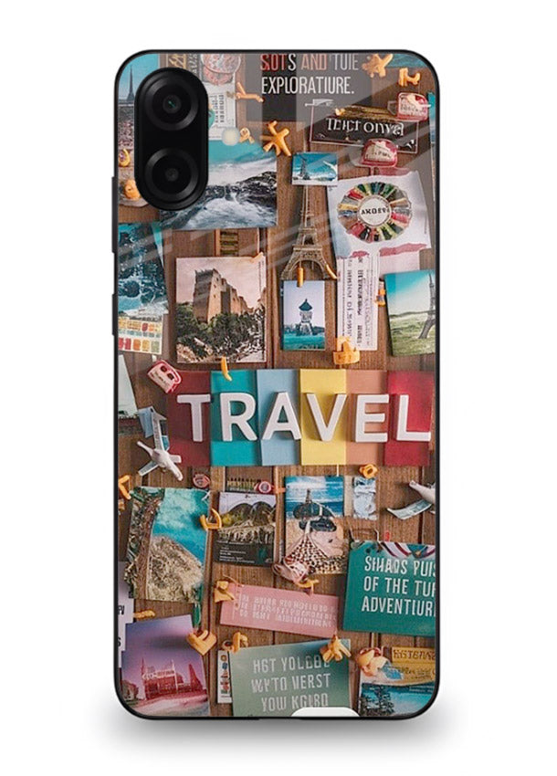 Postcard Travel Wall collage artwork Samsung A06 5G glass back cover
