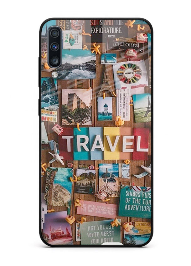 Postcard Travel Wall collage artwork Samsung A70 glass back cover