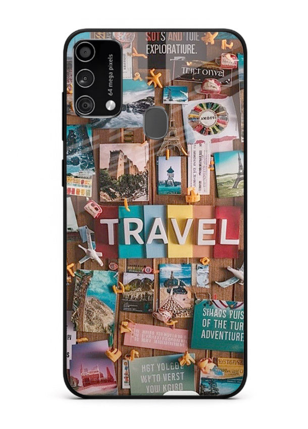 Postcard Travel Wall collage artwork Samsung F41 glass back cover