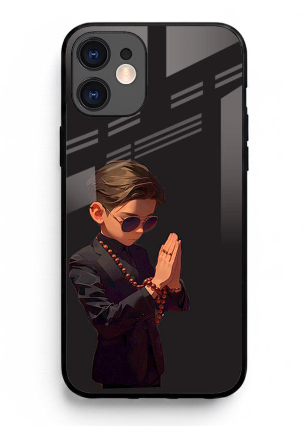 Prayer Boy Shadow reflective silhouette iphone 12 mini glass back cover