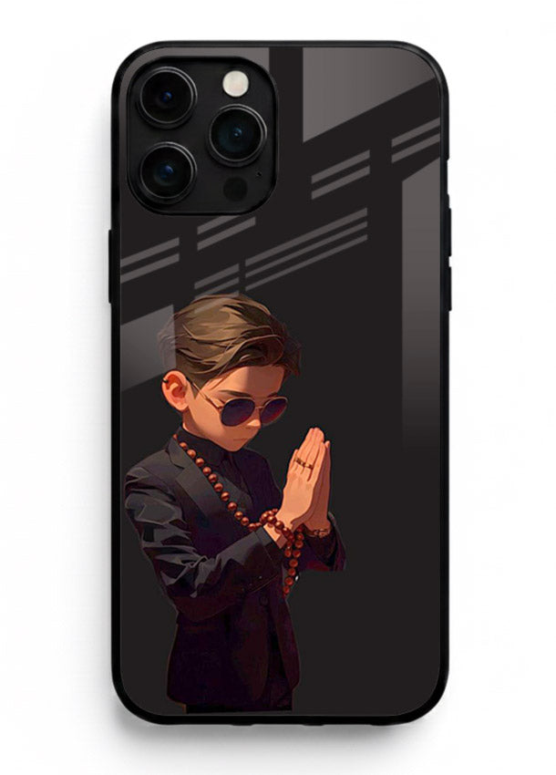 Prayer Boy Shadow reflective silhouette iphone 14 pro max glass back cover