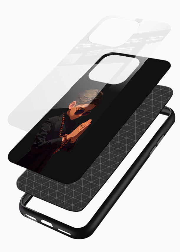 Prayer Boy Shadow reflective silhouette glossy vibrant premium glass back cover - Angle Layers