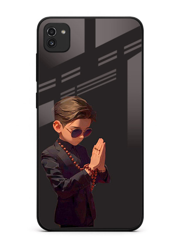 Prayer Boy Shadow reflective silhouette Samsung A03 glass back cover