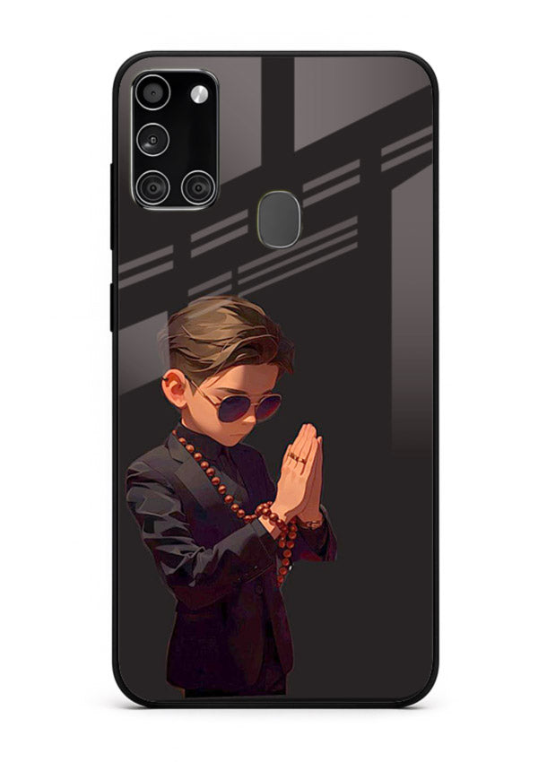 Prayer Boy Shadow reflective silhouette Samsung A21s glass back cover