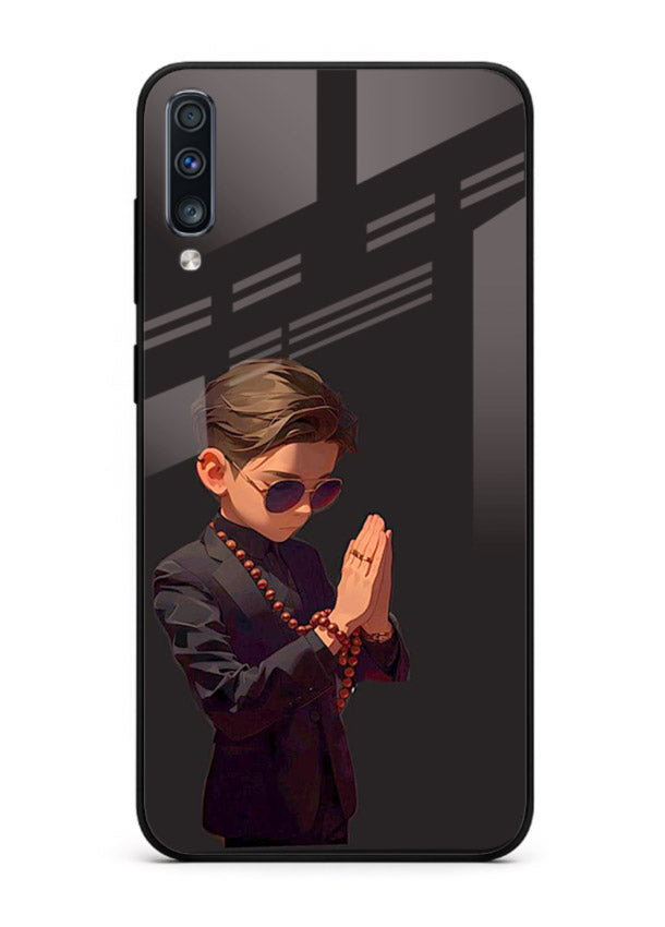 Prayer Boy Shadow reflective silhouette Samsung A50 glass back cover