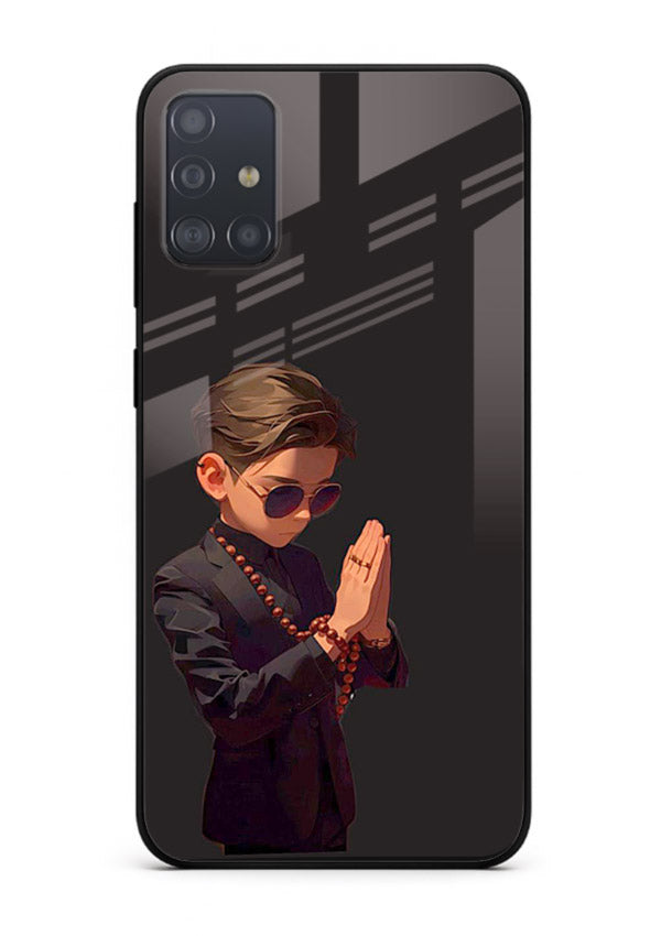 Prayer Boy Shadow reflective silhouette Samsung A51 glass back cover