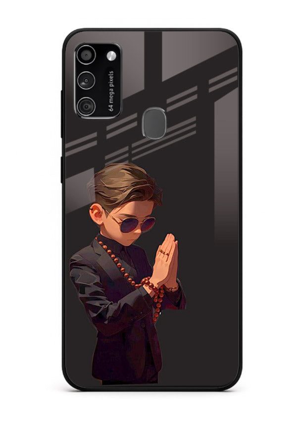 Prayer Boy Shadow reflective silhouette Samsung M30s glass back cover